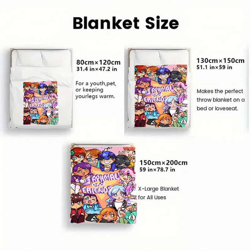 Aphmau and Friends 2D Flat Pattern Flannel Blanket High quality All Seasons Warmth and Comfort Perfect for Christmas Gifts.DMT0925215