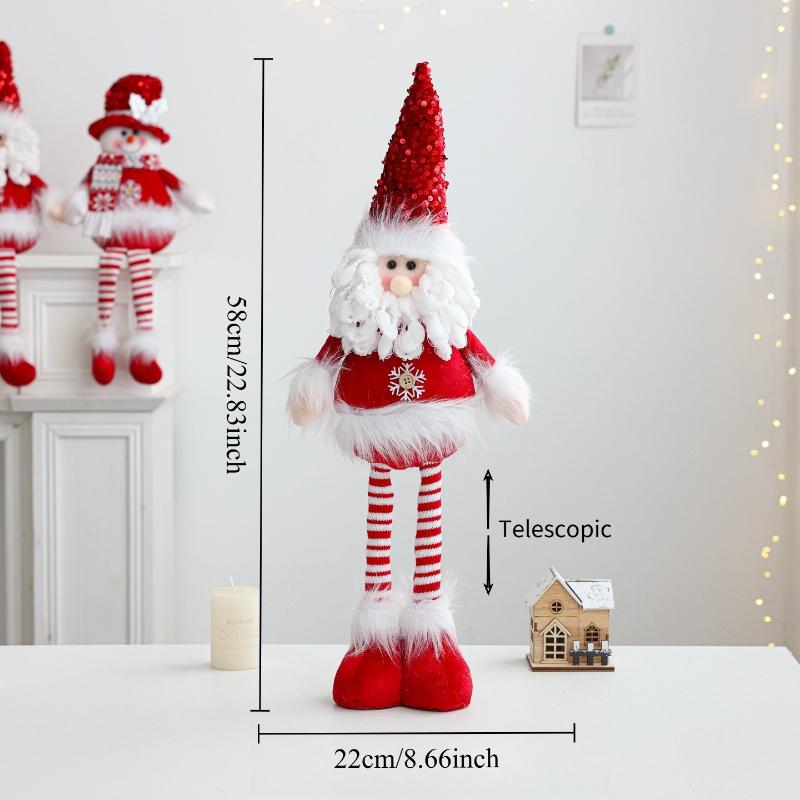 1PC Christmas Retractable Decorative Ornament, Sequin Hat Santa Snowman Elk Home Window Holiday Decorative Ornament
