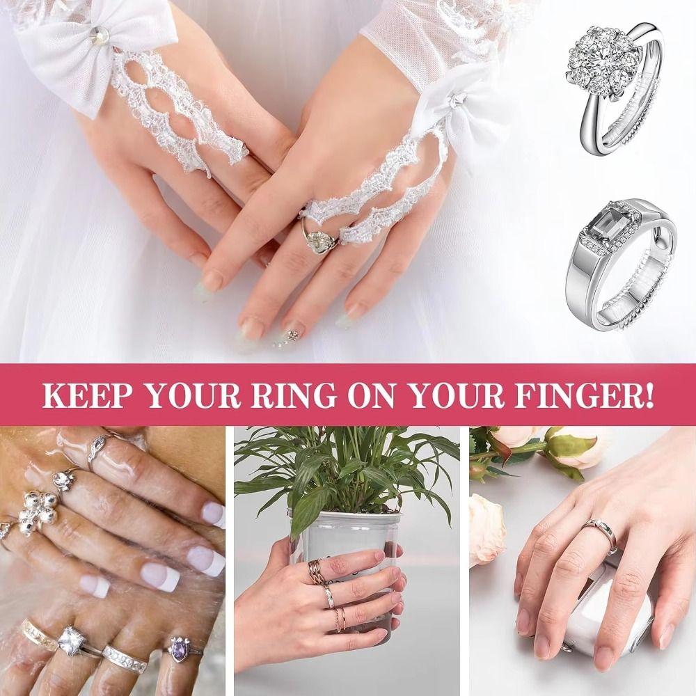 12Pcs Set Clear Ring Guard Tightener Spiral Base Ring Winding Wire Loose Ring Spacers Women