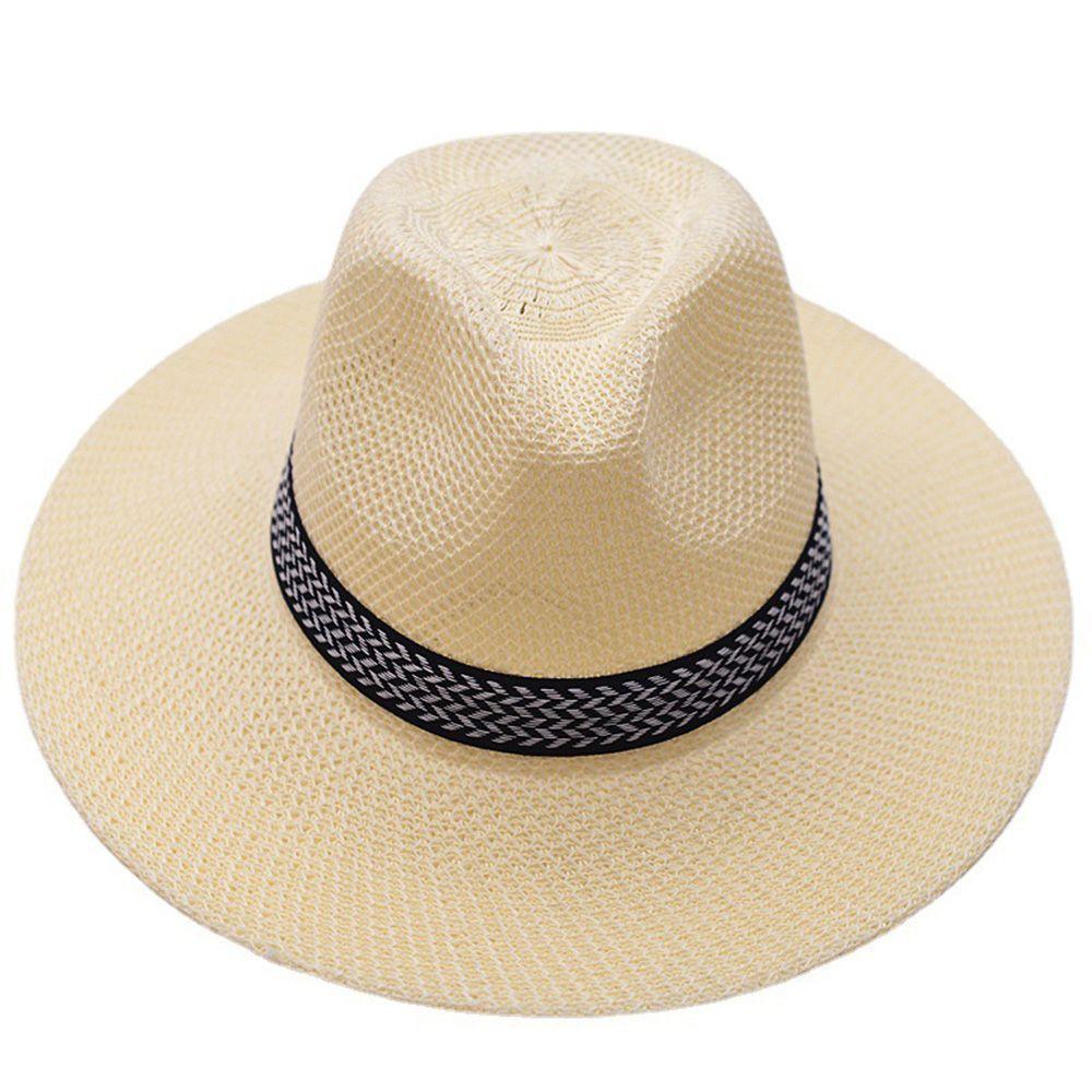Beach Travel Male Dad Bowler Hat Middle-aged Men Straw Hat Old Man Sun Hat Solid Color Panama Hat