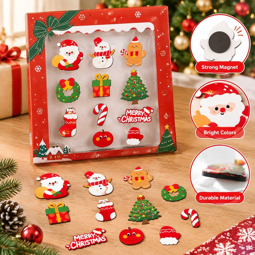 12Pcs Christmas Tree Magnetic Stickers Santa Claus Refrigerator Magnets Holiday Gifts