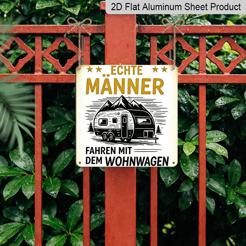 2D Flat, 1pc RV Adventure Metal Sign- Camping Decoration with Real Men Have Adventures in RVs Text- Heavy Structure- Garage, Garden, Clubhouse and