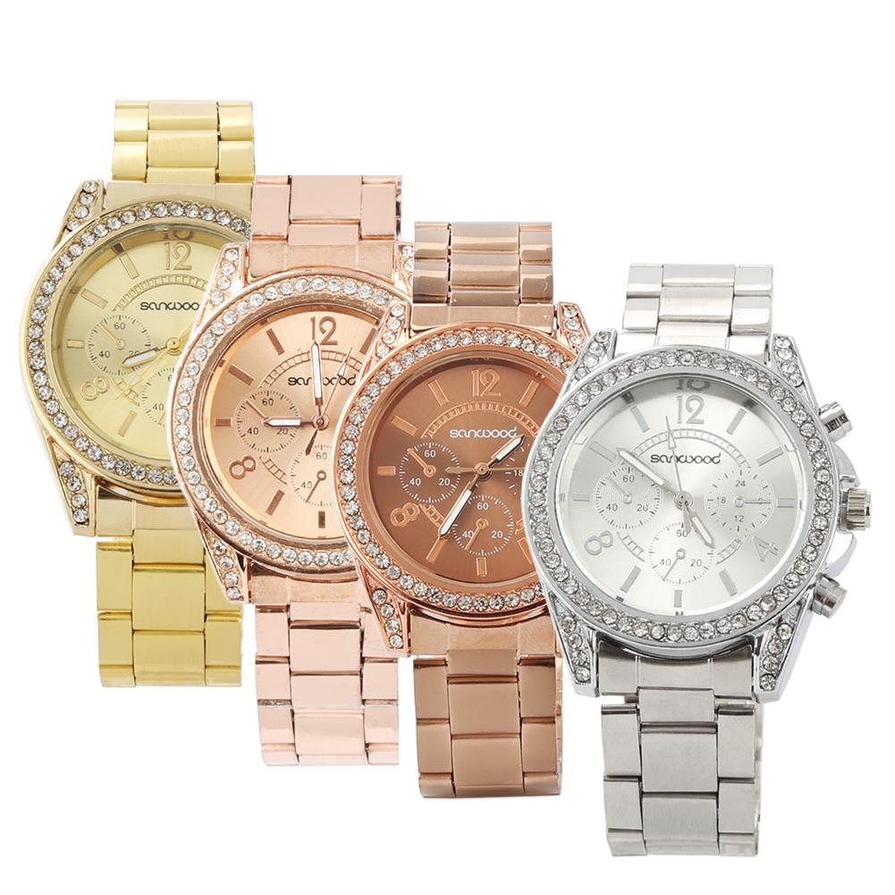 Boom Boom модные наручные часы из нержавеющей стали кварцевые блестящие стразы аналоговые женские