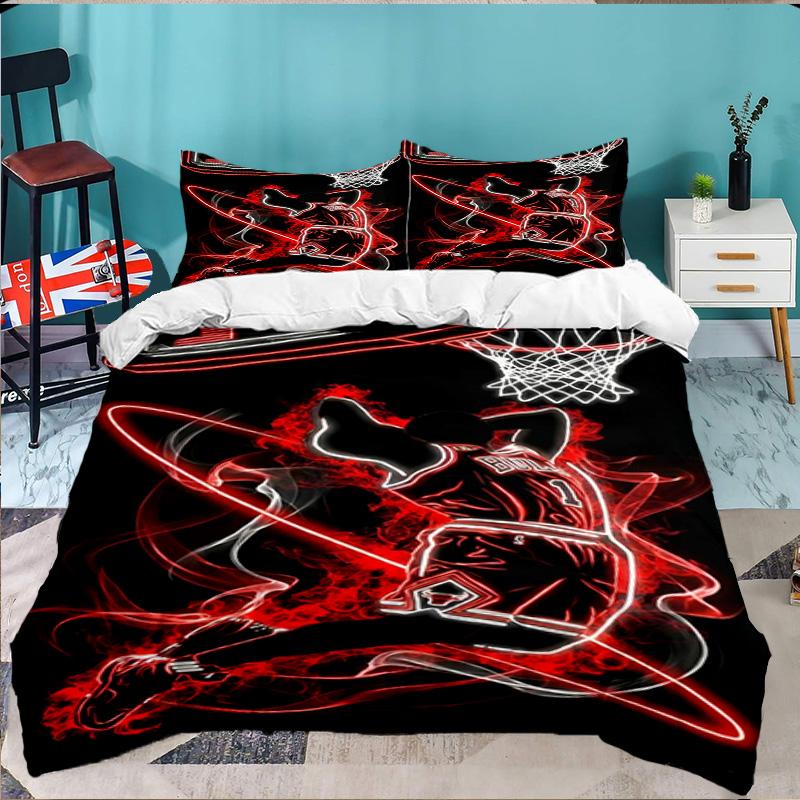 Bull Basketball Artwork 3PCS Bedding set,Ideal for 1pc Duvet Cover And 2pcs Pillowcases Perfect for Fan gift,Ideal for Bedroom, Dormitory