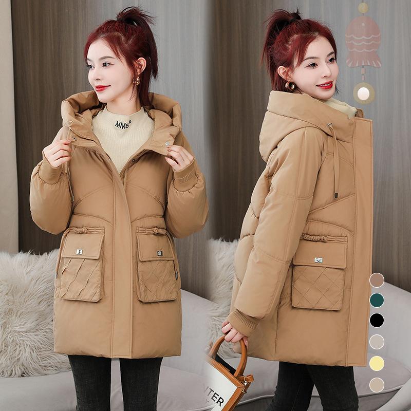 Женская куртка 3XL, зимнее утолщенное хлопковое пальто средней длины, свободная хлопковая куртка большого размера с капюшоном, модное хлопковое пальто в западном стиле