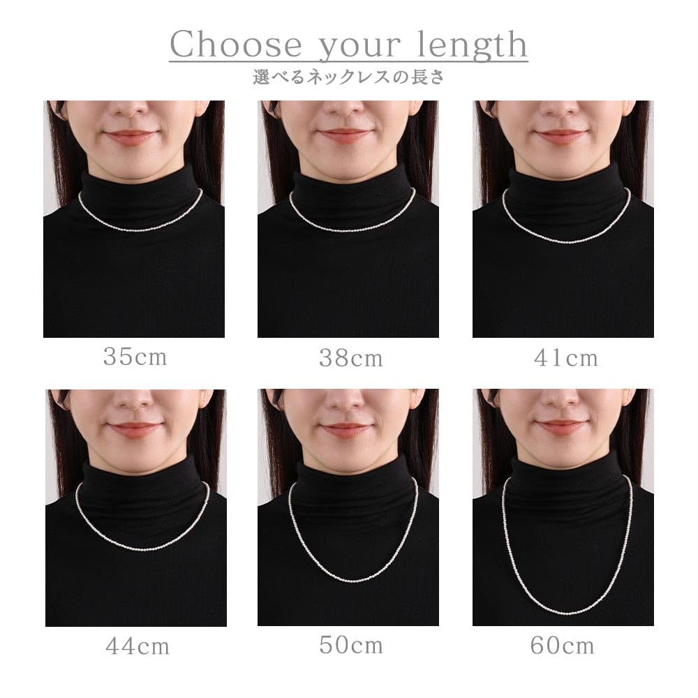 [VOTRE COUTURE] Pearl Necklace, Baby Pearls, Grand Premium, 3mm, White, Silver, Gray, 10-Year Brand Warranty (Necklace only - White x Silver, 41cm)