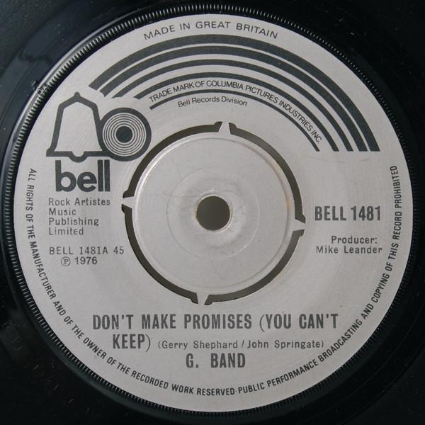 7-дюймовая пластинка GLITTER BAND - Не давай обещаний (Вы не можете оставить BELL1481 Bell Records 1976 UK Рок Б/У