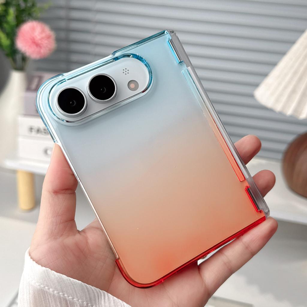 For iPhone Duo Fold Case Fashion Gradient Clear Magnetic Rotating Bracket Protective Back cover For iPhone 18Fold Shell Funda