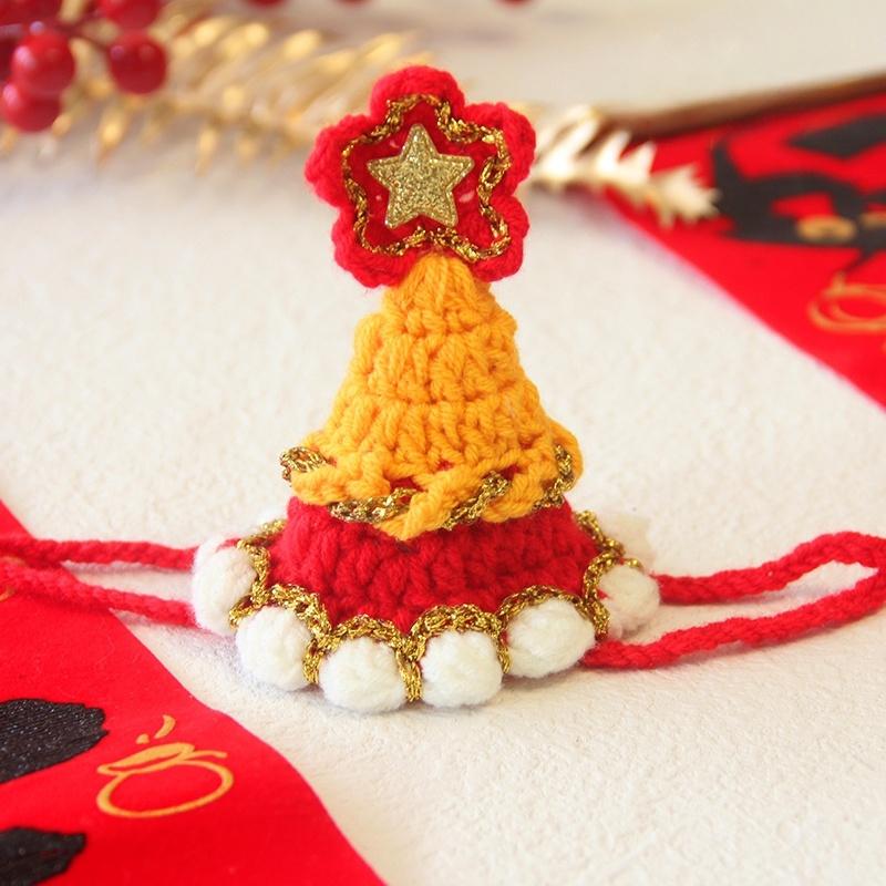 Hand-Crochet Pet Scarves Collars Chinese New Year Cat Bibs Saliva Wipes Small Dog Cat Accessories Spring Festivals Costumes