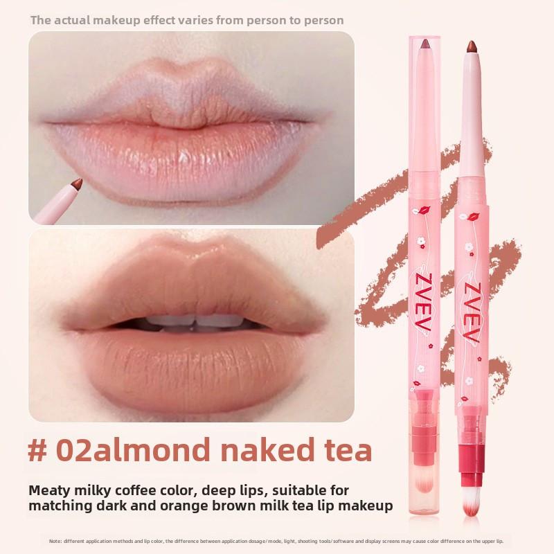 Карандаш для губ Mist Lip Liner с двойной головкой и кисточкой для губ Natural Silky Smooth Водостойкая помада Двойного назначения Перманентный макияж Ежедневный женский модный макияж