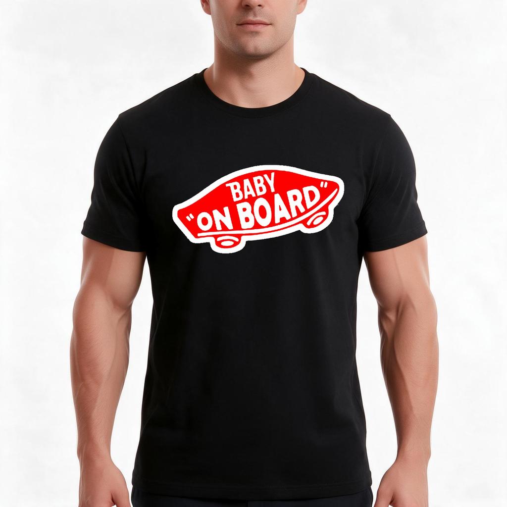 Baby On Board Skateboard Red Tshirt Summer Casual Cotton Tee Oversized Streetwear Tops Vintage Graphic Print 100 Cotton
