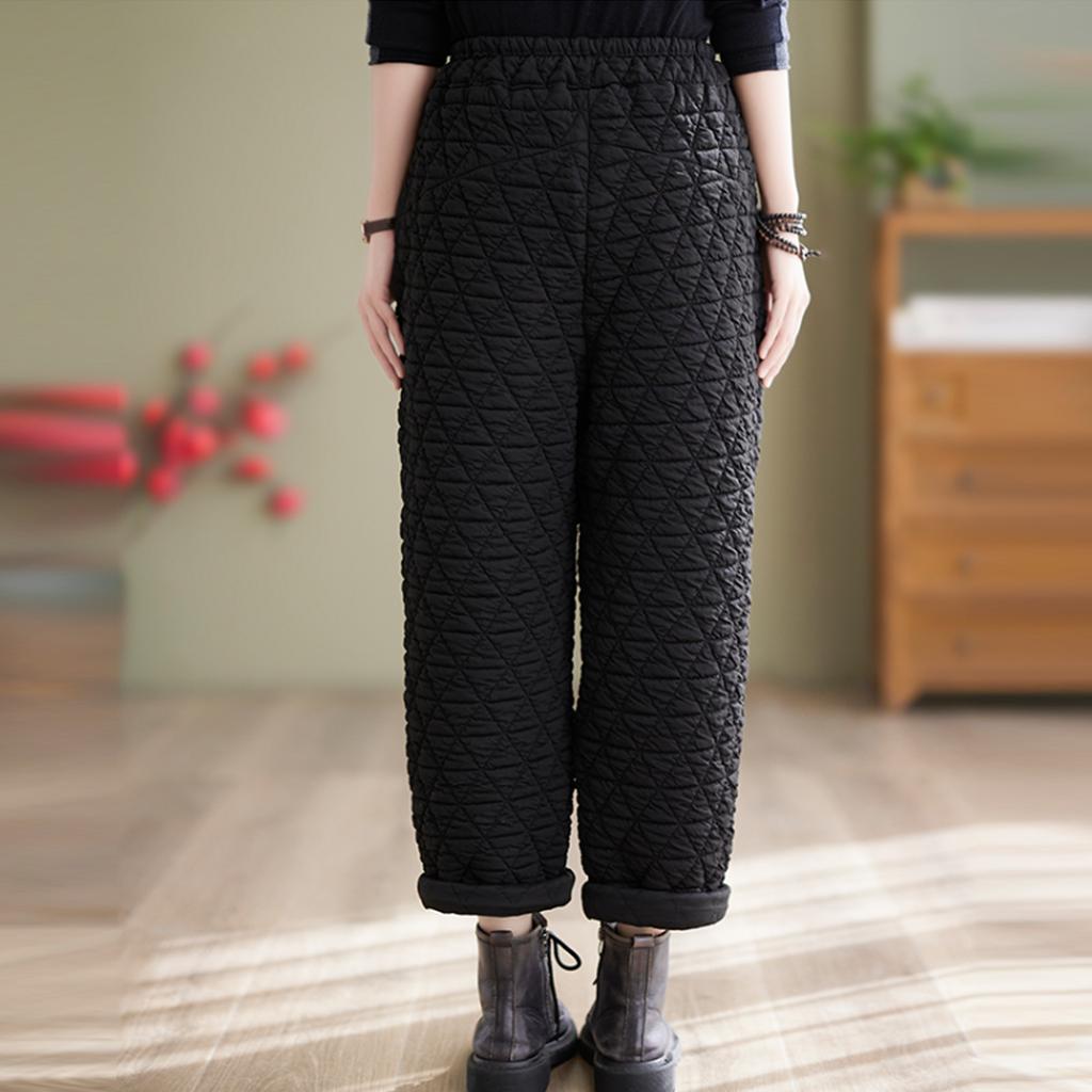 Women's Solid Color Plus-size Cotton Vintage Casual Thickened Haren Pants Pants