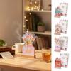 Detachable Base Bloomy Flowers Desk Calendar Wooden Base Monthly Planner  for Table Desk Decor
