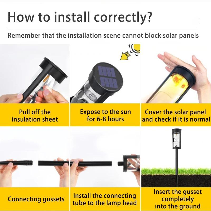 2/4 шт. Солнечный светильник в виде песочных часов для газона IP65, водонепроницаемый садовый светильник, мигающий светодиодный ландшафтный светильник для наружного сада, ландшафтного патио 12