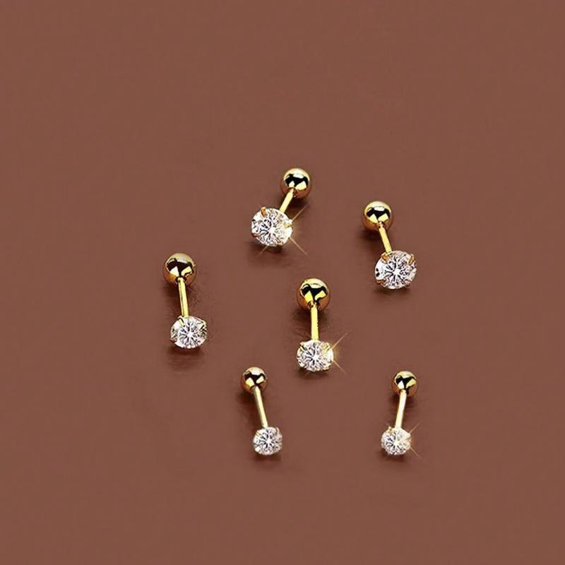 6 шт./Набор Элегантные Минималистичные Женские Серьги, Титановая Сталь Инкрустированная Искусственным Цирконием, Блестящие и Удобные для Пирсинга Ушей