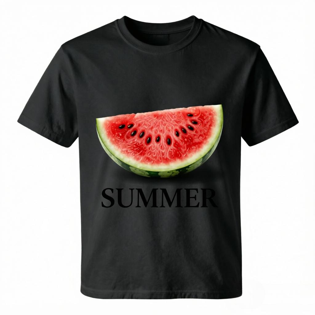 Fresh Summer Watermelon Summer Typography Print Unisex Loose Fit Cotton Casual Tees