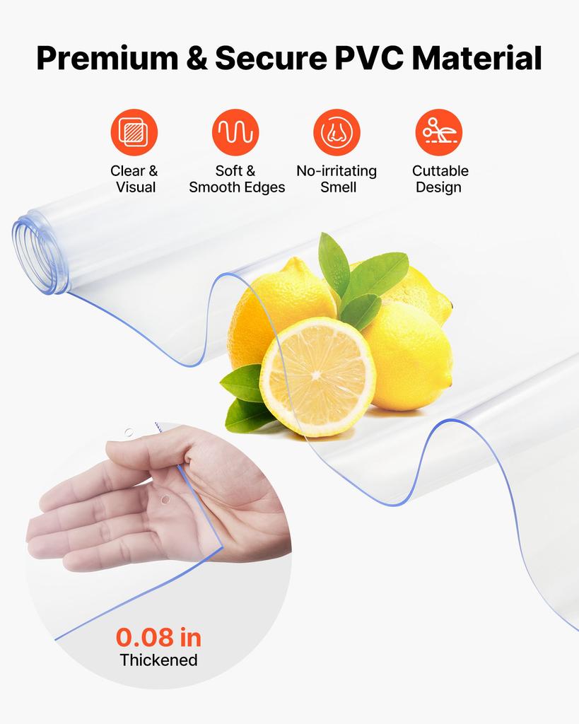 VEVOR Clear PVC Strip Curtain, 2.4 m Height x 2.1 m Width x 2 mm Thickness, 14 PCS Walk in Freezer Cooler Curtain Strips