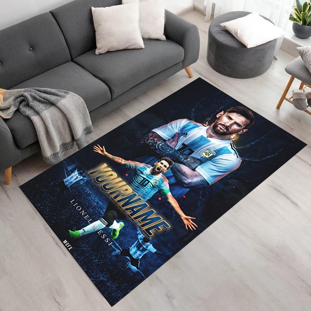 Messi Customize Text Carpet Perfect for Dormitory Outdoor Bedrooms Kitchen Antislip Carpet Decorate Offices Gift for Festivals