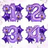 5pcs Purple Number Foil Balloon Set for Birthday Parties, Anniversaries, Holiday Celebrations, Party Decorations,
