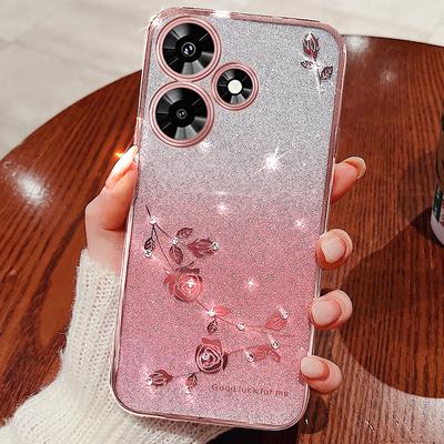 KADEM Чехол для телефона с блестками и стразами в виде цветка для Infinix Hot 30i, градиентный чехол из ТПУ с защитой от падений