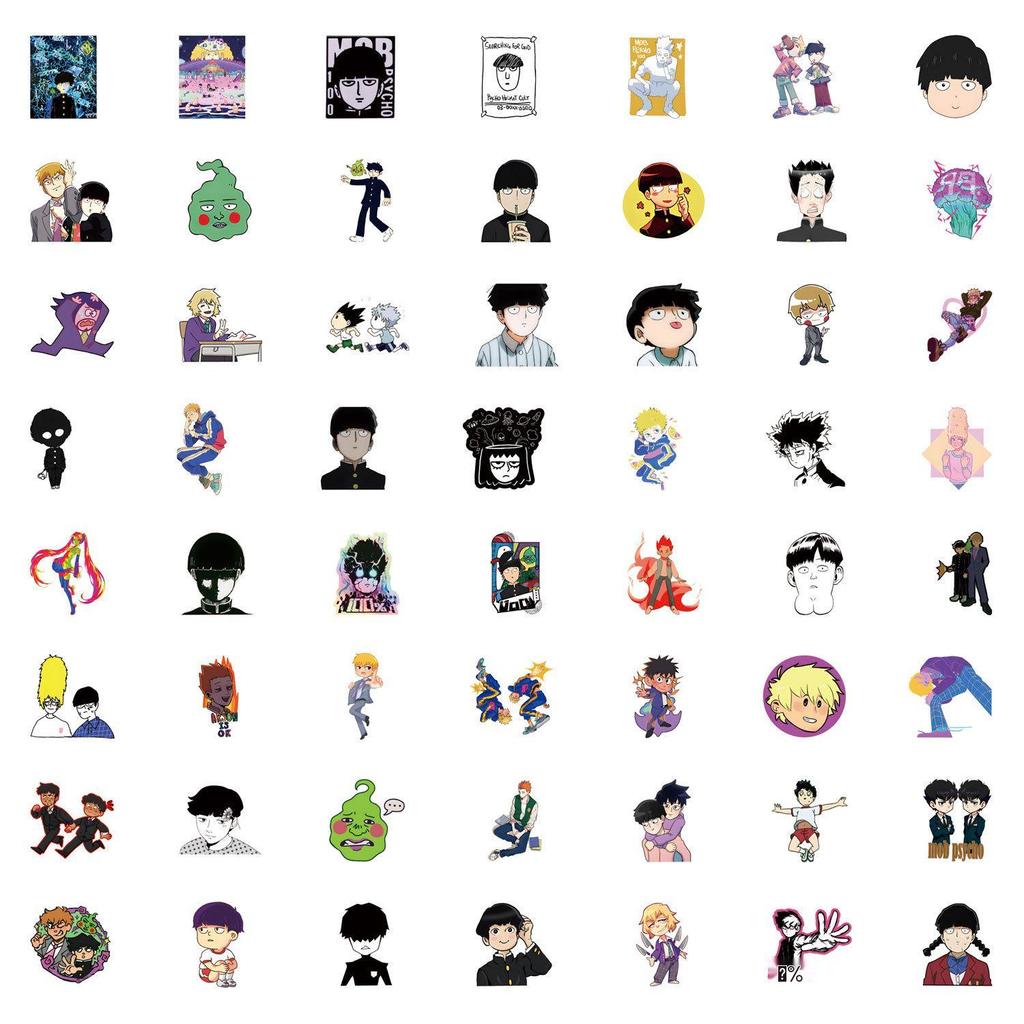 55 Наклеек для Манги и Мультфильма Mob Psycho 100 - Водонепроницаемые Наклейки для DIY