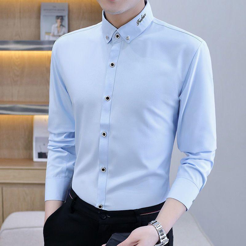 Men's High-Quality Business Formal Long-Sleeve Shirt for Social and Casual Dress Shirts