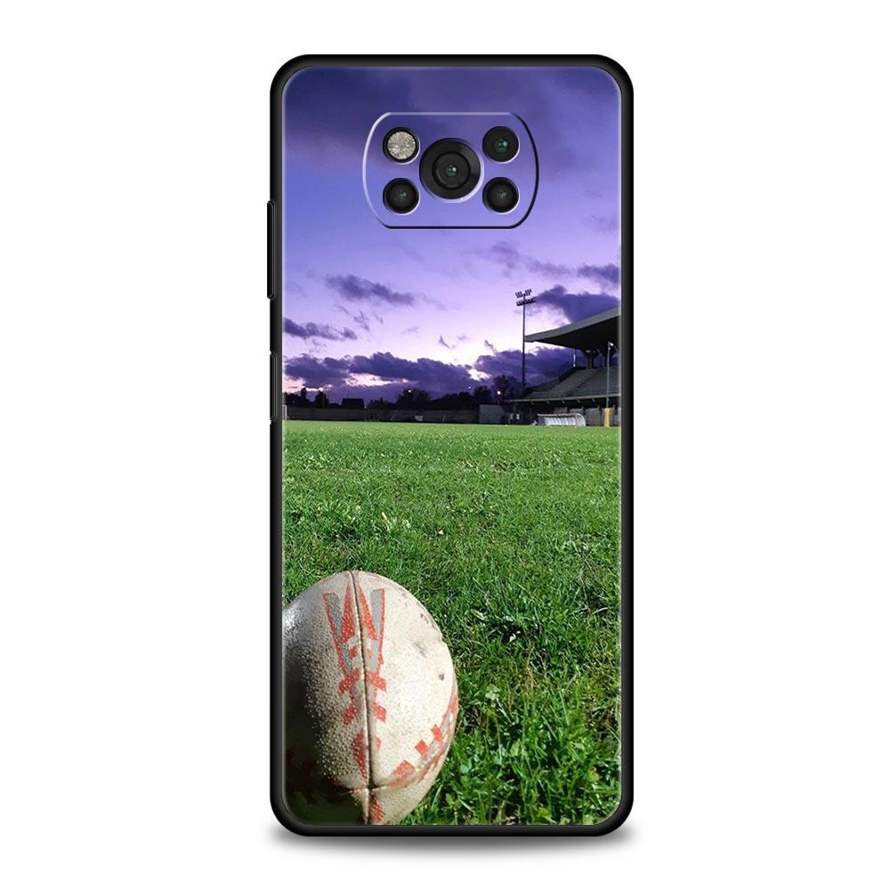Чехол для телефона в виде мяча для регби для Xiaomi Poco X6 X5 Pro X4 X3 NFC F5 Pro F4 F3 GT M5 M4 Pro 5G M3 C51 C50 C55 Мягкая крышка