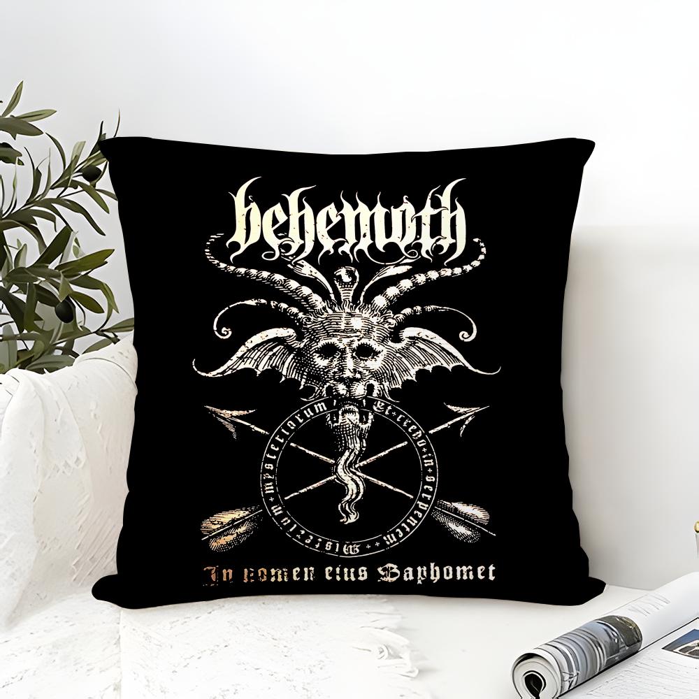 Черная Металлическая Группа Behemoth Наволочка Хлопчатобумажная Льняная Ткань Квадратная Наволочка на Молнии Домашний Декор Гостиная