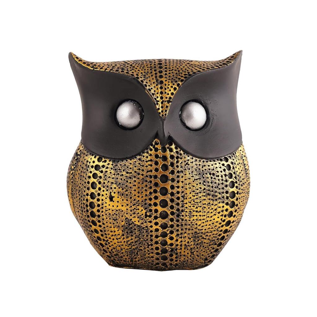 Owl Showpiece for Home Decor Showpiece Owl Statue for Bookself TV Stand Decor Animal Decorative Showpiece (Golden)
