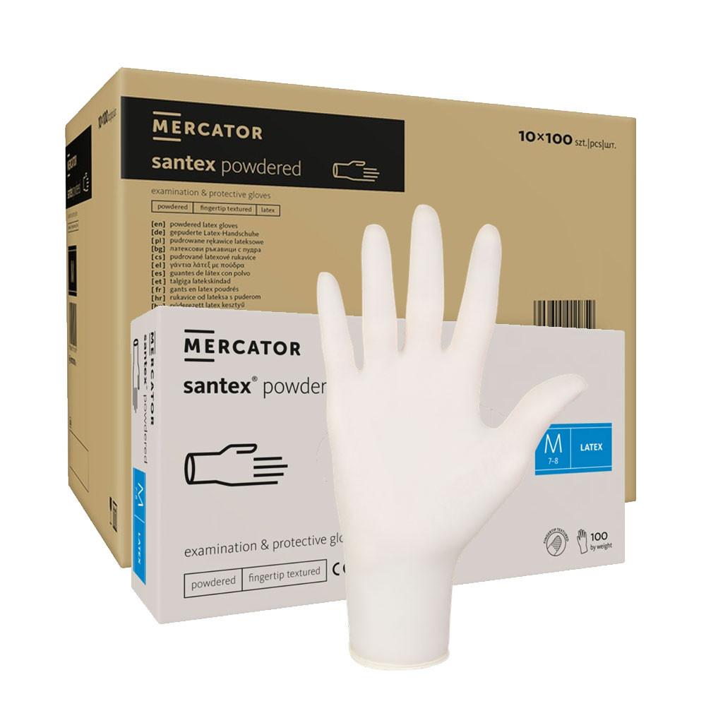 Latex Gloves Powdered Santex Powdered Finger Txt 100 Pieces Carton 10 Pack