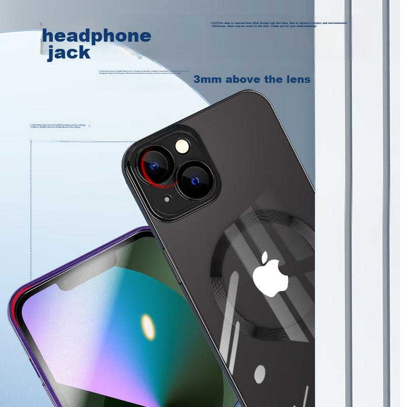 HotFire IPhone 14 Plus Case, Electroplated Shockproof Full Camera Protection Clear Magnetic Cover - Midnight Black