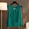 Летние женские свободные оборки шифоновые блузки без рукавов жилет с V-образным вырезом женские свободные топы