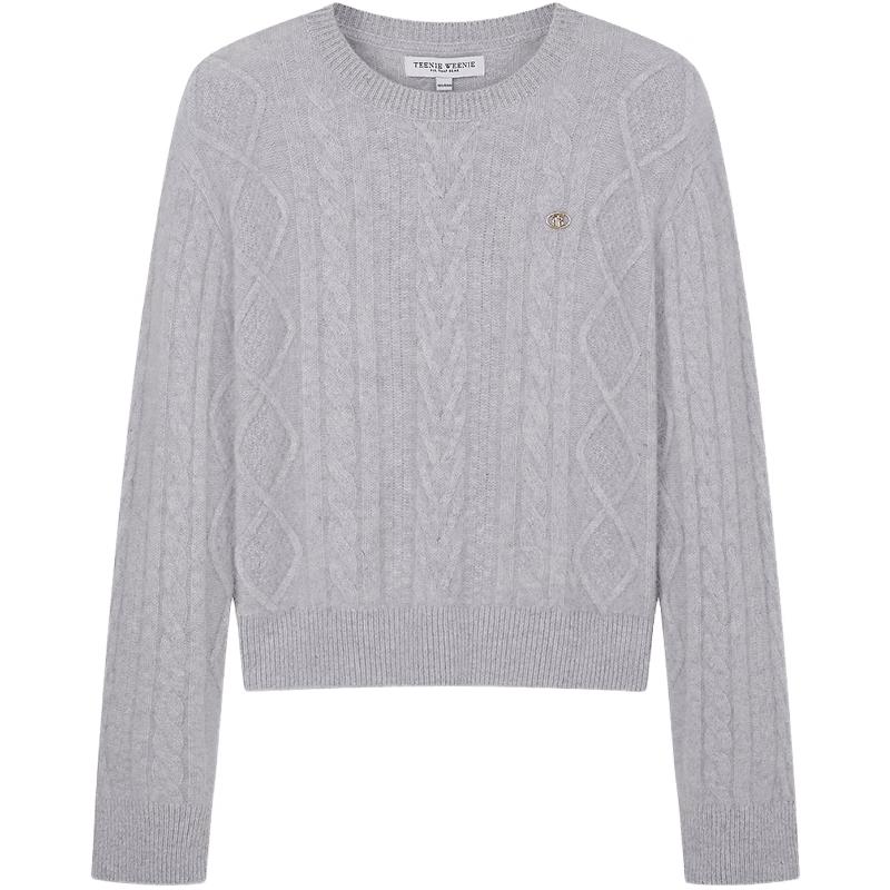 Teenie Weenie Women's Cable Knit Round Neck Sweater