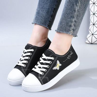  Парусиновые туфли женские классические женские туфли Hundred удобные повседневные однотонные студенческие туфли на плоской подошве для занятий спортом на доске