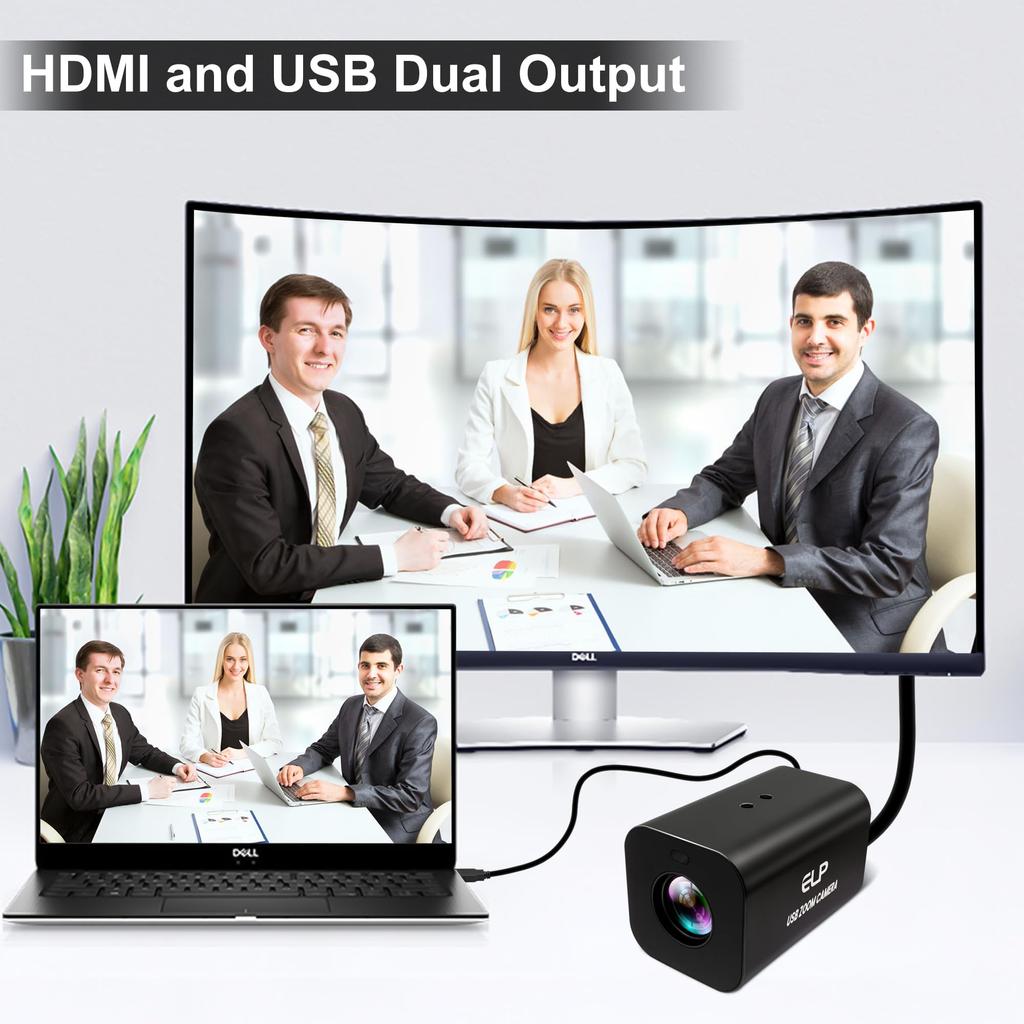 HDMI 12x Zoom USB Camera ELPCAM 4K Auto Focus 60FPS High Speed USB Webcam USB HDMI Simultaneous Output PC Camera Manual Zoom Remote Control Camera TV