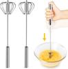 2pcs 10 Inch Stainless Steel Egg Beater Durable Semi-automatic Mixer For Effortless Egg Cream Mixing Stirring And Beating For Kitchen Baking