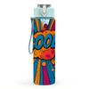 1PC Cool Burst Pop Art Text 750ml Color Plastic Sports Water Bottle Leakproof Flip Straw Lid Suitable for Sports Office Home Use