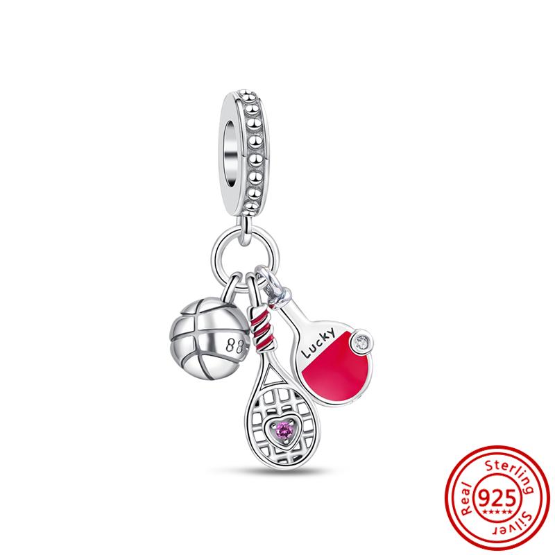 925 Copper Love Dreams Palette Crayon Music Guitar Piano Sports Pendant Beads Fit Original Pantaro Charms Bracelet DIY Zircon