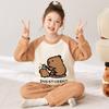 Kids Flannel Pajamas Set Boys Girls Warm Long Sleeve Top And Pants Sleepwear Winter Home Nightwear