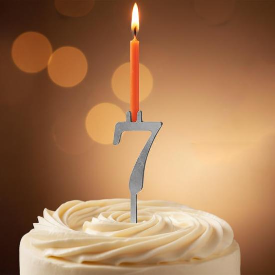 Набор держателей для свечей-цифр Многоразовый Серебряный Цифровой держатель для свечей на торт 0-9 Нумерованный топпер для торта Украшение для дня рождения, юбилеев