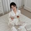 2025 Милая мультяшная пижама в корейском стиле для женщин - С длинным рукавом и брюками - Осенне-весенняя домашняя одежда