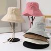 Новая однотонная шляпа рыбака детская летняя прогулочная шляпа от солнца с широкими полями шляпа-ведро на шнуровке простая шляпа от солнца