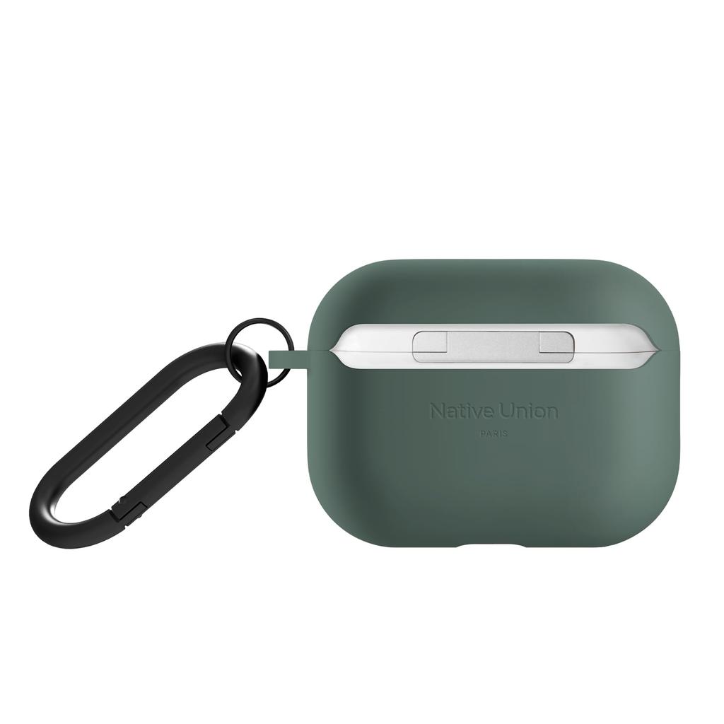 Чехол Native Union Active для AirPods Pro 3 с клипсой для крепления в любом месте, шелковисто-гладкий матовый силиконовый чехол - - (Сланцево-зеленый)