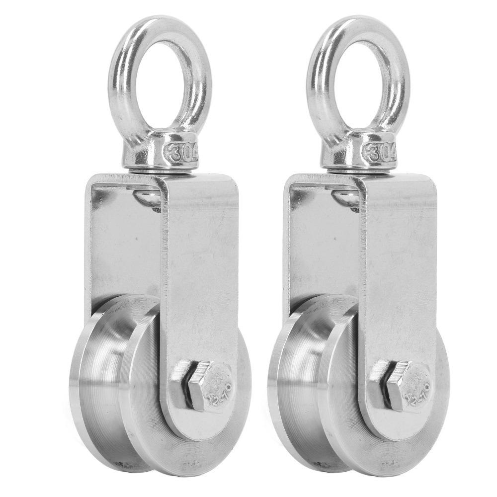 2pcs Dual Bearings U Groove Pulley 304 Stainless Steel Swivel Pulley Block Home Gym