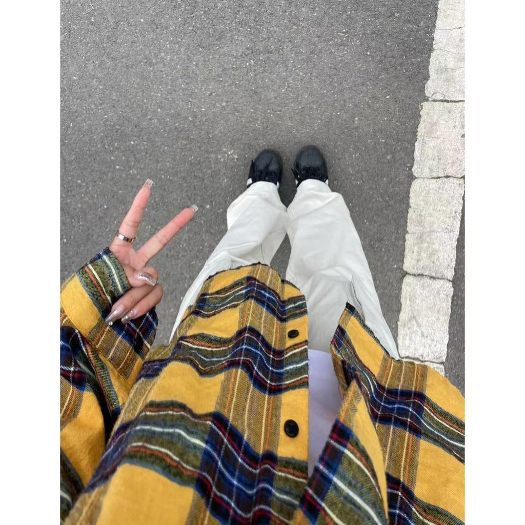 Весенне-осенняя женская рубашка с воротником поло, свободная повседневная клетчатая блуза, большой кардиган, женская блузка в корейском стиле