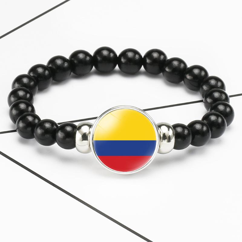 287 Countries National Flag Snap Button Elastic Band Beads Country Flag Independence Day Bead Jewelry Beaded Bracelet