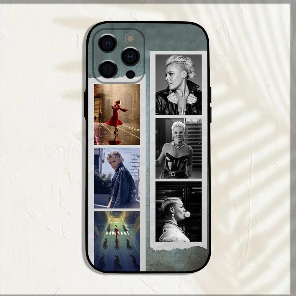 Singer P-P!NK Phone Case For iPhone 16,15,14,13,12,11,Pro,X,XS,Max,XR,Plus,Mini Soft Black Cover