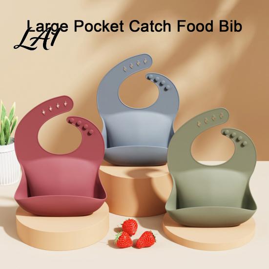 Comfortable Bibs for Sensitive Skin Silicone Baby Bib Waterproof Soft Adjustable Feeding Durable Non Irritating Summer Large Pocket Food Catch