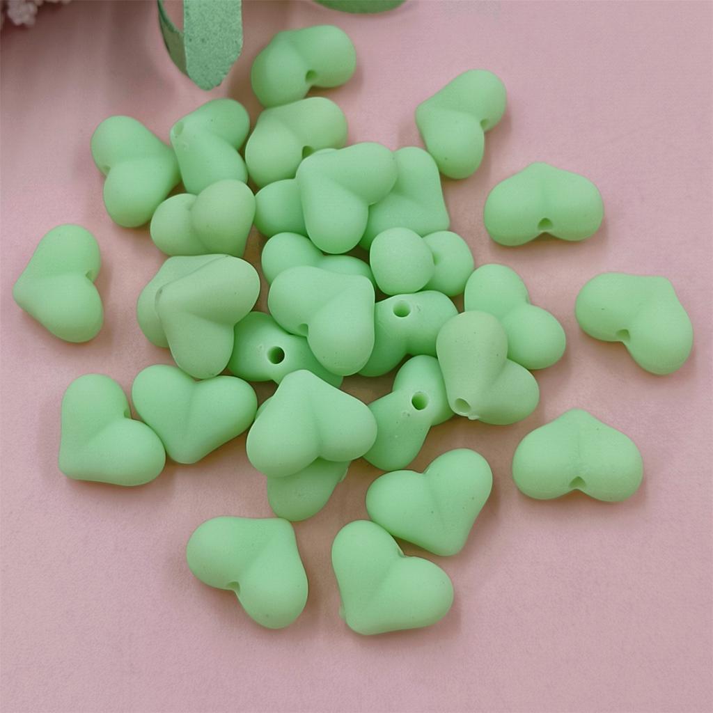 Home Party Supplies DIY Jewelry Accessories 15x11mm 30Pcs Creative Heart Rubber Making Materials Beads 9 Color Mobile Phone Chain Solid Color Fashion