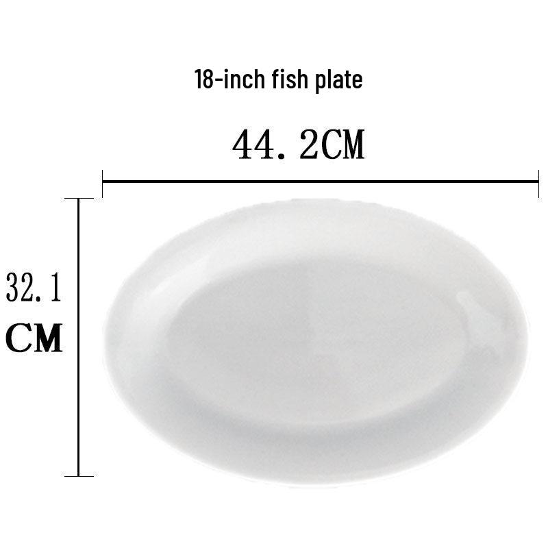 Pure White Ceramic Oval Fish Plate - 14/16/18 Inch - Ideal for Steamed Fish, Vegetables - Perfect for Home, Hotel, or Restaurant Use